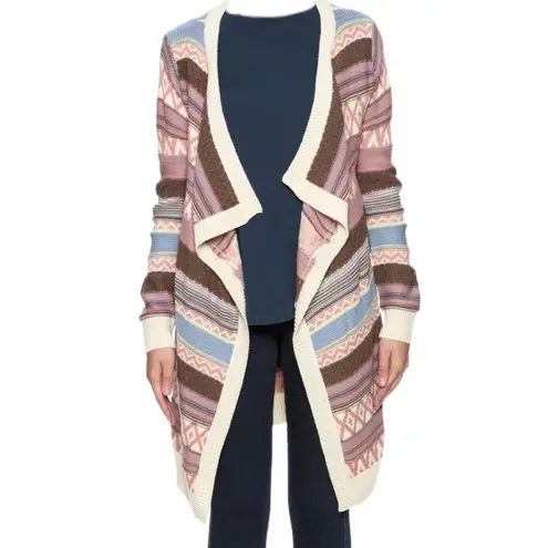 Filly Flair Open Front Cardigan Pastel Stripes Long Length