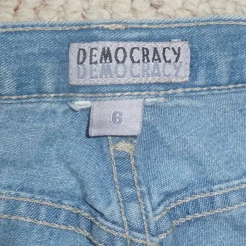 Democracy Cropped Denim Jeans, Velvet Cuffs Tiger Print, Size 6