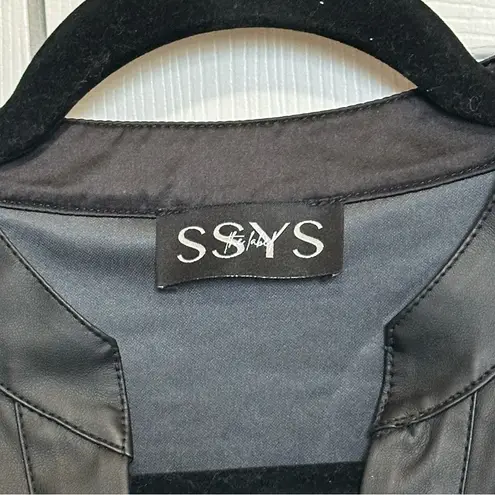 SSYS The Label Leather Flutter Tier Dress Black Leather Medium