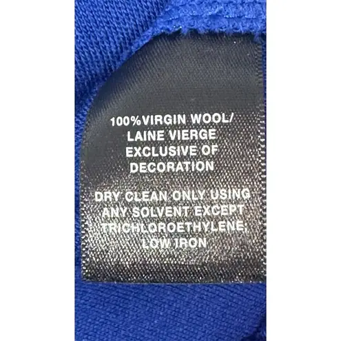 Lafayette 148 New York 100 Virgin Wool Dress 4 Royal Blue Midi 3/4 Sleeve Career