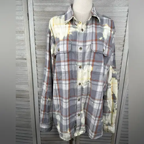 Gander mountain (Guide Series) Bleach Dyed Flannel Shirt with Back Graphic-XL