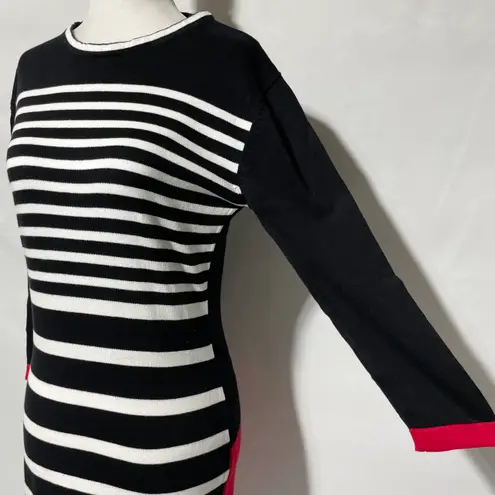 Area Stars New Color Block Stripe Mini Sweater Dress Black White Red Size Small