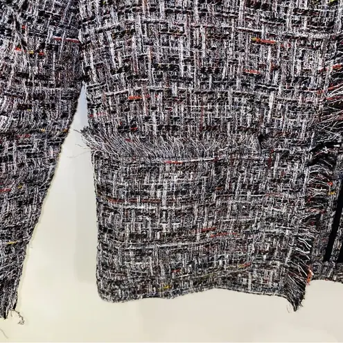 H&M  Frayed Tweed Sequin Cropped Jacket Open-front Blazer Size 6 - Image 4