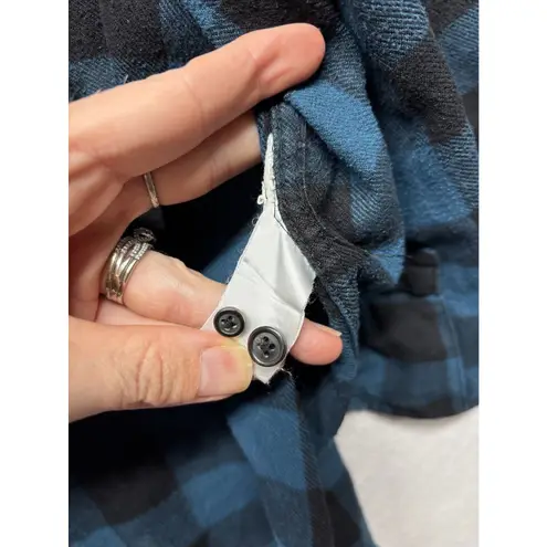 Woolrich Shirt Womens XL Blue Black Pemberton Flannel Buffalo Plaid Button Up