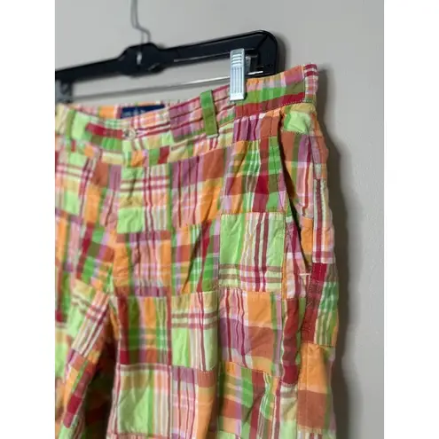 Cape Madras Bermuda Shorts Womens 12 Madras Plaid Patchwork Preppy Golf Casual Pink