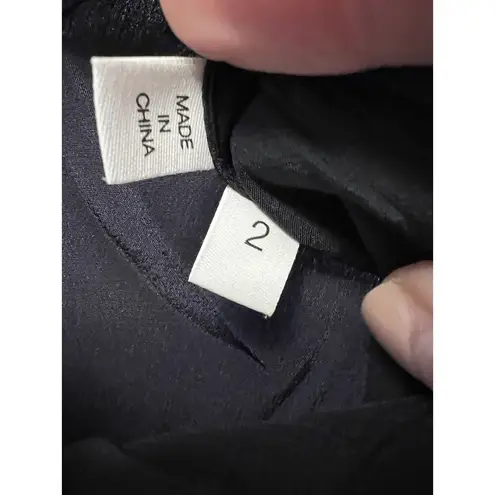 Derek Lam Crosby 10 Silk Button Up Black Blue Size 2 Removable Collar NEW