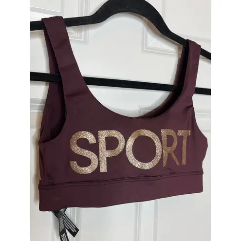 PINK - Victoria's Secret Victoria's Secret Sport XS‎ Burgundy Sports Bra with Metallic Rose Gold