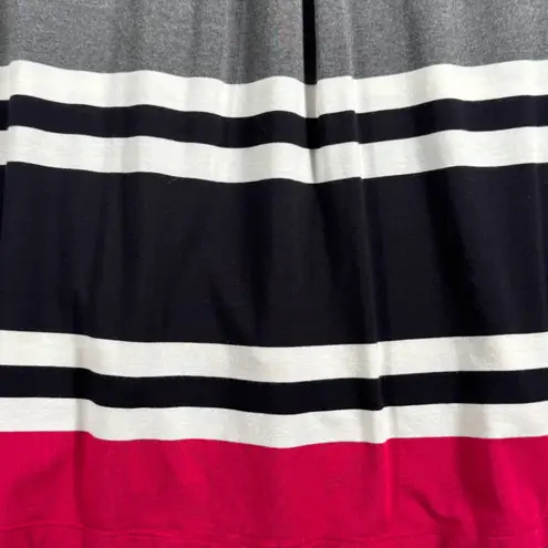 MIIK Tunic Top Long Sleeve Scoop Neck Casual Comfy Striped Black Gray Medium