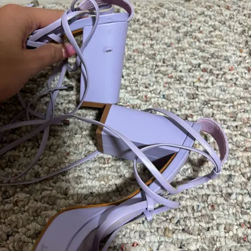 Schutz Glenna Platform Leather Sandal Smokey Grape Purple 3.5” Heel- Size 8