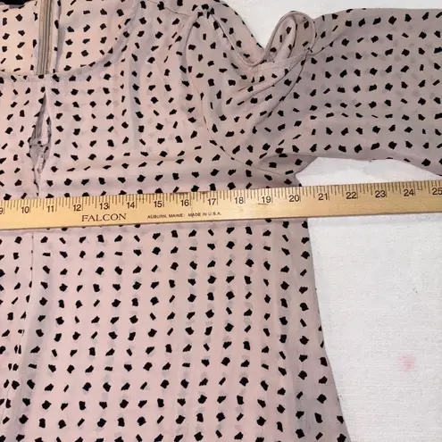 Attention Black and Tan Polka Dot Blouse Medium Slit Sleeve