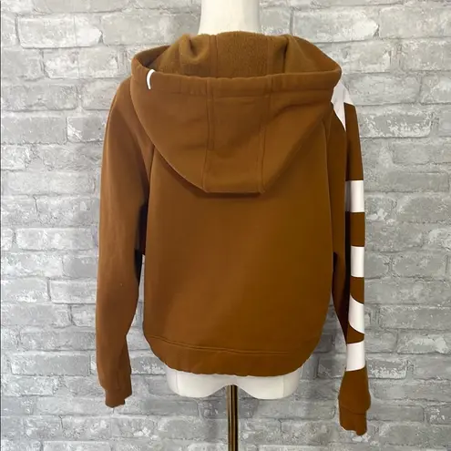 Boxy Brown Cropped Hoodie with ZYIA White Graphic