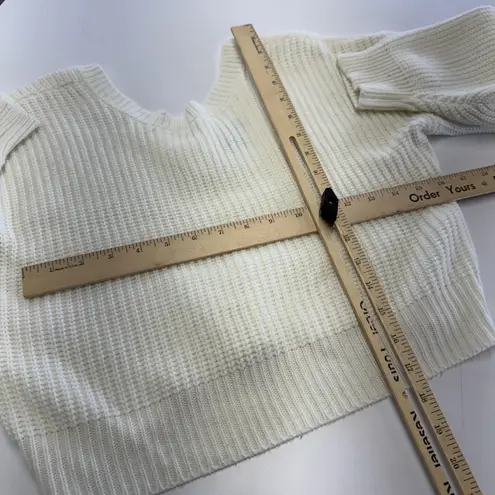 Lulus Sweater Womens Small Ivory White Knit Pullover Crewneck Casual V Back