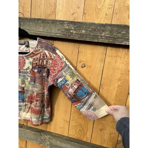 Jane Ashley Women's 3/4 Sleeveā Medium Sequin Beaded Metro Scenic Whimsy Cotton