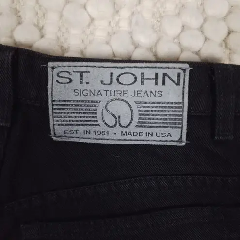 St. John  Signature Straight Leg High Rise Denim Jeans Black Sz 6