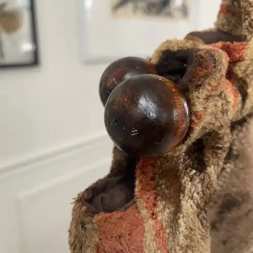 Vintage 70s Artisan Textile Purse Bag Brown Rust Abstract