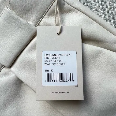 Mother High Waisted Egret Tunnel Vision Pleated Prep Faux Leather Pants Size 32