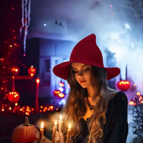 Whimsical Burgundy Witch Hat Lightweight Stylish Knit Construction One Size