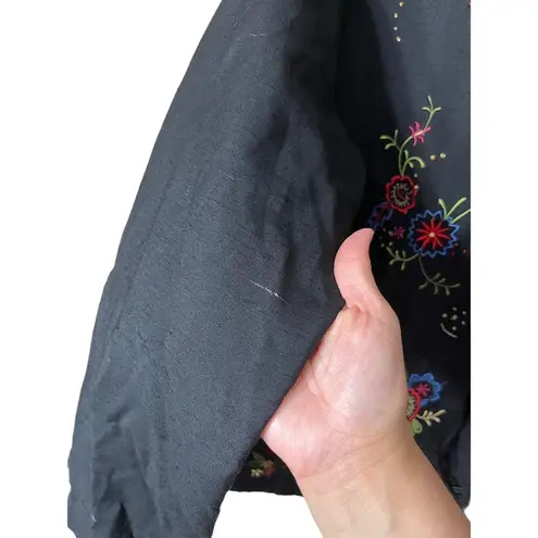 White Stag Vintage Black Embroidered Floral Pattern Blazer Jacket Large