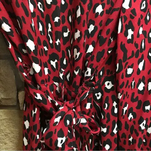 ALC Frank A.L.C. Red & Black Leopard Print Silk Mini Wrap Dress Size 4