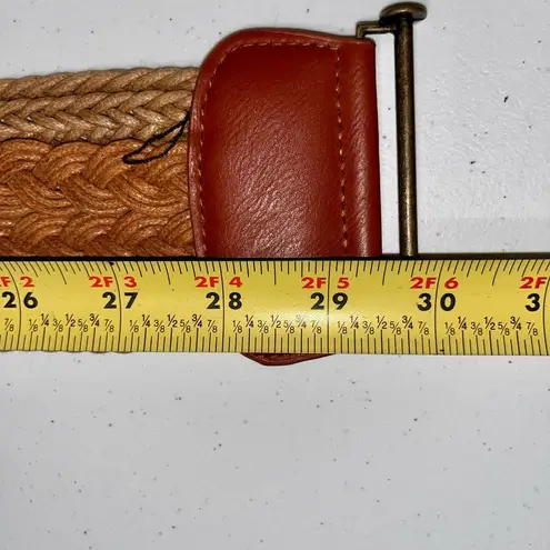None Woven Leather Stretchy Belt with Hinge Closure
