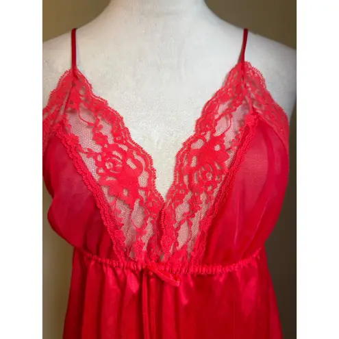 Tres Chic Red Lace Med Babydoll Chemise Nightie Lingerie top vintage sexy glam