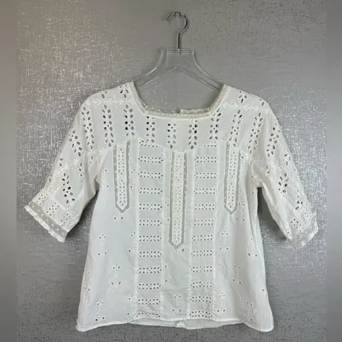 Maje  Loody Eyelet Short Sleeve Top in White Size 2 (Medium)