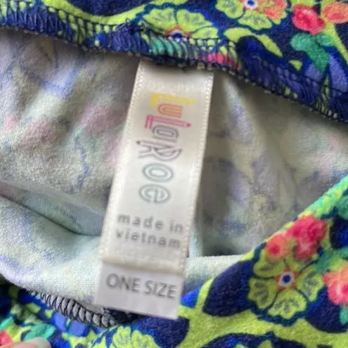 LuLaRoe  Beautiful Green Blue Pink Floral Buttery Leggings One Size EUC #7055