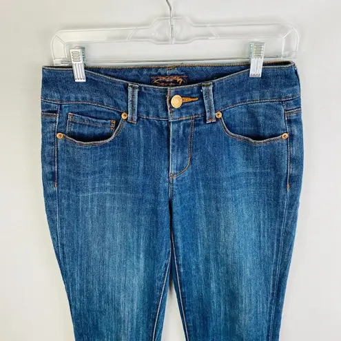 Seven 7 Medium Wash Sexy Flare Mid Rise Jeans Trouser Hems Women's Size 27