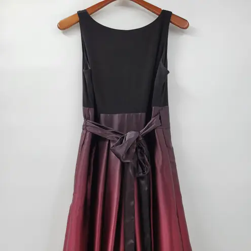 Slny Ombre Satin Wrap Gown Size 10 Black Maroon Formal Maxi Dress Evening