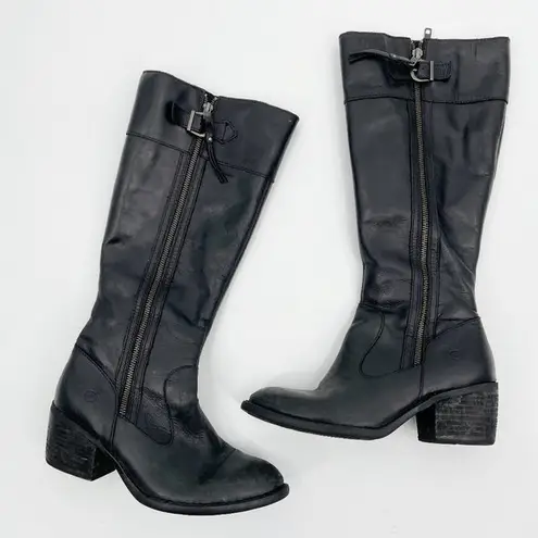 Born Black Leather Uchee Boot Knee High Size 7