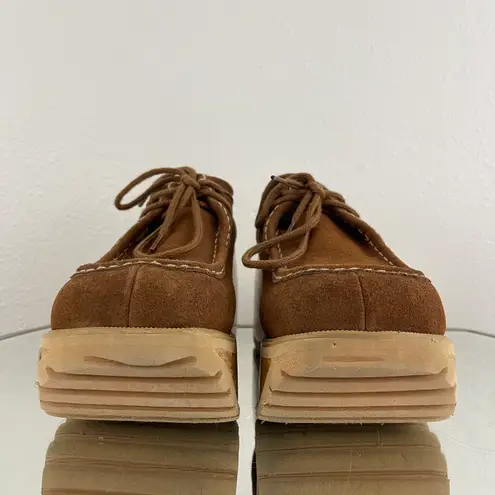 Soda Vintage Y2K Brown Suede Leather Moccasin Chunky Platform Wooden Shoes