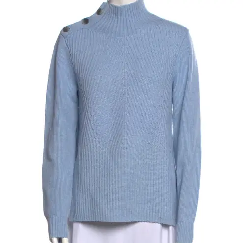 Veronica Beard cashmere blend, button mock neck, ribbed knit sweater Size Small