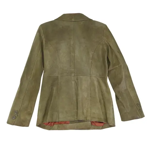 Rubbish Genuine Leather Olive Green Suede Double Breasted Jacket Women's Small
