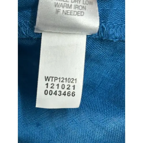 J. Jill Love 100% Linen Shirt Tunic Popover XL Turquoise 3/4 Sleeve Beach Office Blue