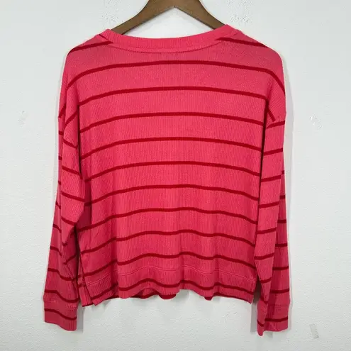 Gapbody Pink Red Ribbed Stretch Jersey Knit Longsleeve Pajama Top Casual NWT Size M