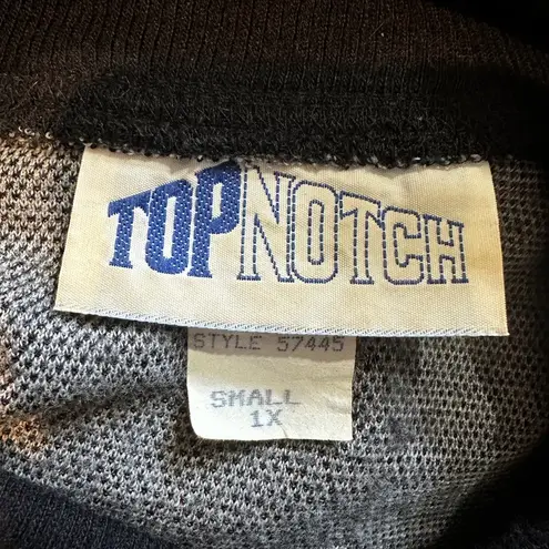 Top Notch 1980s Tunic Length Gray Floral Geometric Print Cowl Neck Sweater 1X Black