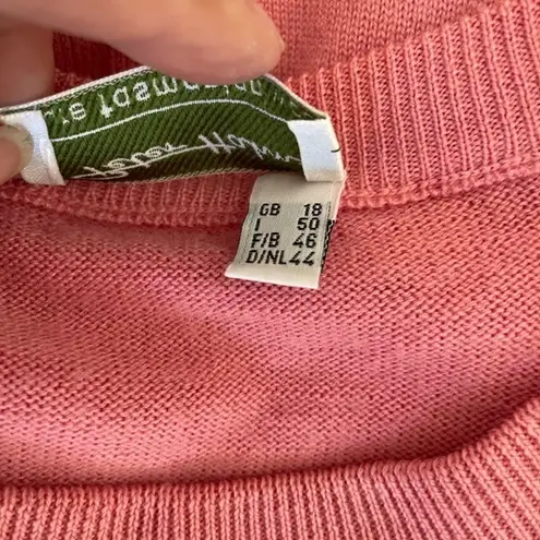 Peter Hahn Wool Short Sleeve Sweater US Large dusty Pink Solid Knit