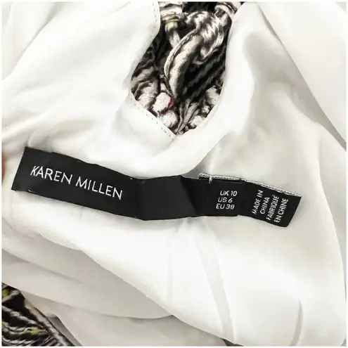 Karen Millen Jumpsuit Size 6 Chevron Print Multicolor Ruffled Sleeveless Viscose