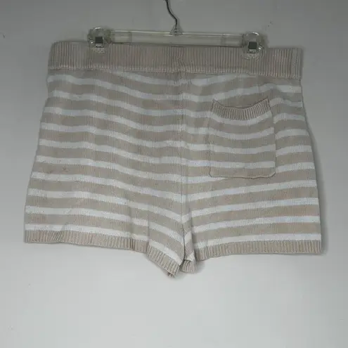 Aerie  Tan and White Striped Sweater Shorts