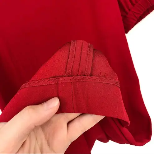 LEWIT Puff Sleeve Midi Dress Red 4