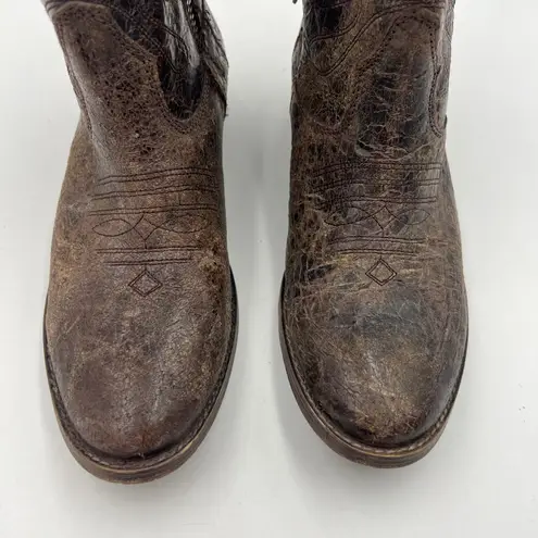 Steven By Steve Madden Vestted Brown Leather Western Boots Cowgirl Booties - Image 2