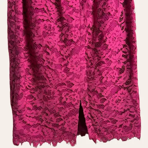 ML Monique Lhuillier Pink Cap Sleeve Lace Knee Length Sheath Dress Size 0