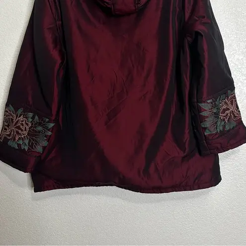 Lands' End  Embroidered Burgundy Women's Hoodie Coat Jacket, Size XXXL
