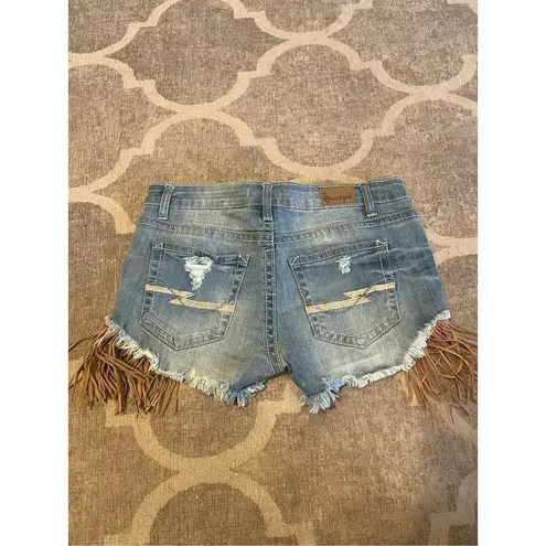 Soundgirl  western cowgirl fringe denim jean shorts size 7