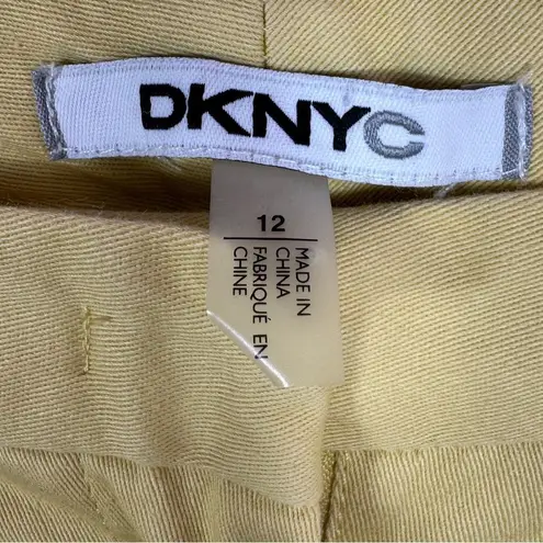 DKNYC Twill Zipper Pocket Center Seam Ankle Pants Yellow 12