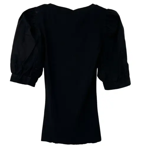 Nation Ltd S celine tee T-shirt Puff Shoulder V-neck Top Ribbed Fitted womens