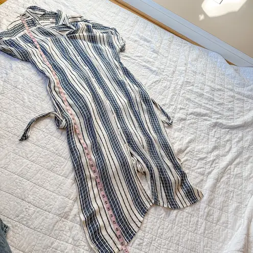 Mahina Hawaii Striped Shirt Dress Button Up Large