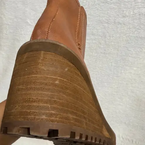 Zodiac 10M Julia Brown Leather Wedge Lug Ankle Platform Boot Zip Comfort Suede Size 10