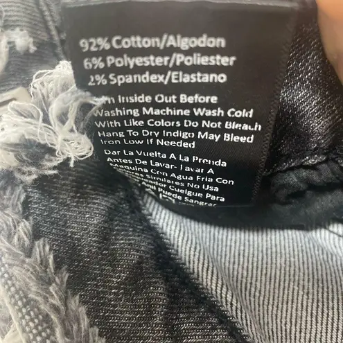 RISEN LOS ANGELES High Rise Distressed Jeans Frayed Hem Waist Dark Grey size 30 Black