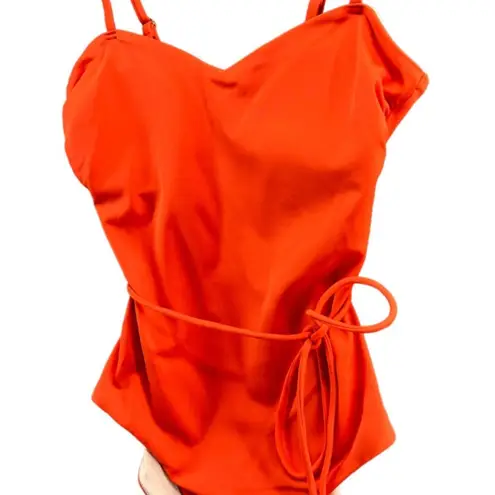 Chelsea28 Easy Retro One Piece Swimsuit Womens Orange Belted Adjustable Straps